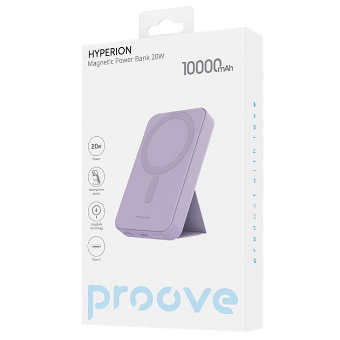 Proove - Proove Powerbank 10000mAh 20W MagSafe Trdls Laddare - Lila