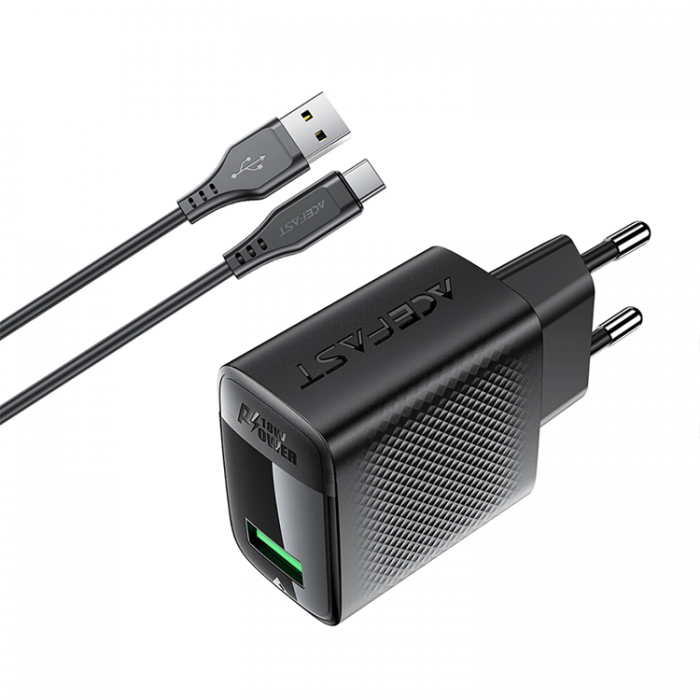 Acefast - Acefast Vggladdare 18W A90 GaN USB-A QC USB-A/USB-C Kabel