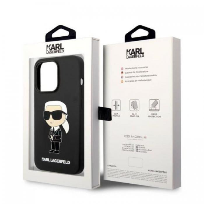 KARL LAGERFELD - Karl Lagerfeld iPhone 14 Pro Skal Magsafe Silicone Ikonik - Svart