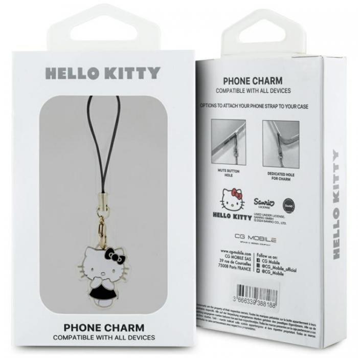 Hello Kitty - Hello Kitty Hngande Mobilrem Charm Kitty Cute - Svart