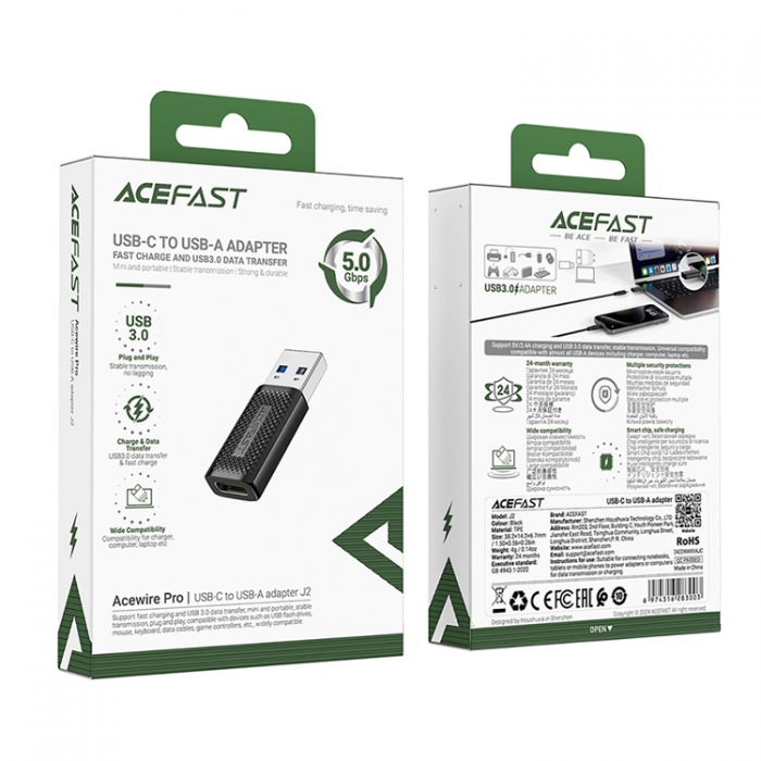 Acefast - Acefast USB-C till USB-A Adapter 5Gb/s - Svart