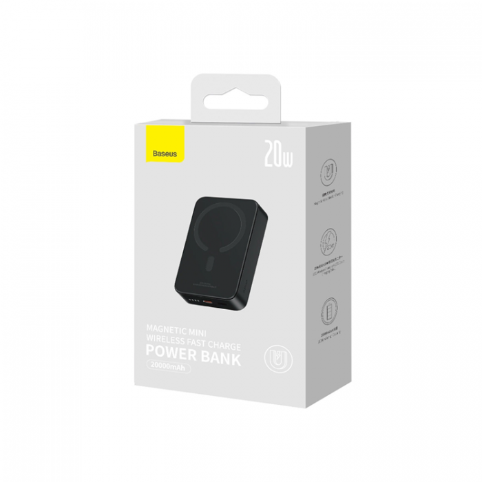 BASEUS - Baseus Powerbank 20000mAh 20W Magnetic Mini - Svart