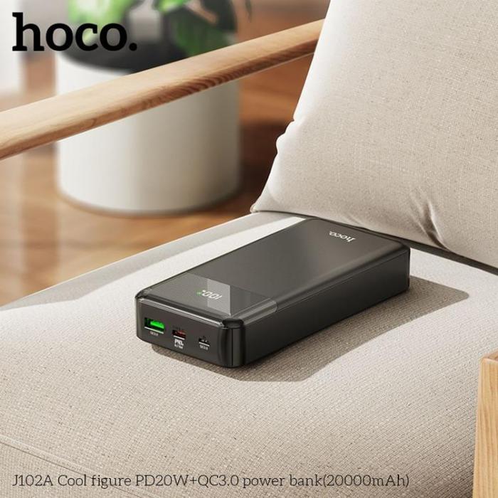 Hoco - Hoco Powerbank 20000 mAh 20W PD QC3.0 3A J102A - Svart