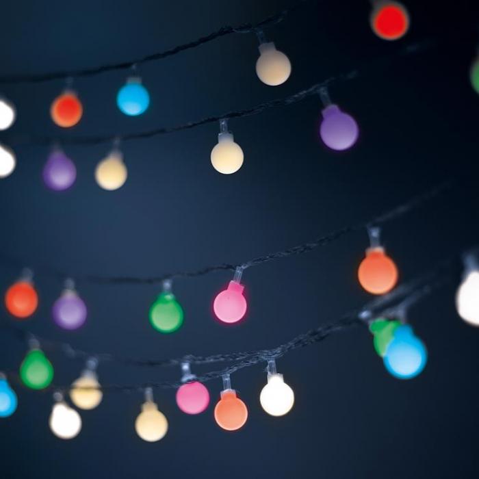 Forever Light - Forever String Light Solar LED Frosted Balls SFB62 6.5m 30 balls - Flerfrgad