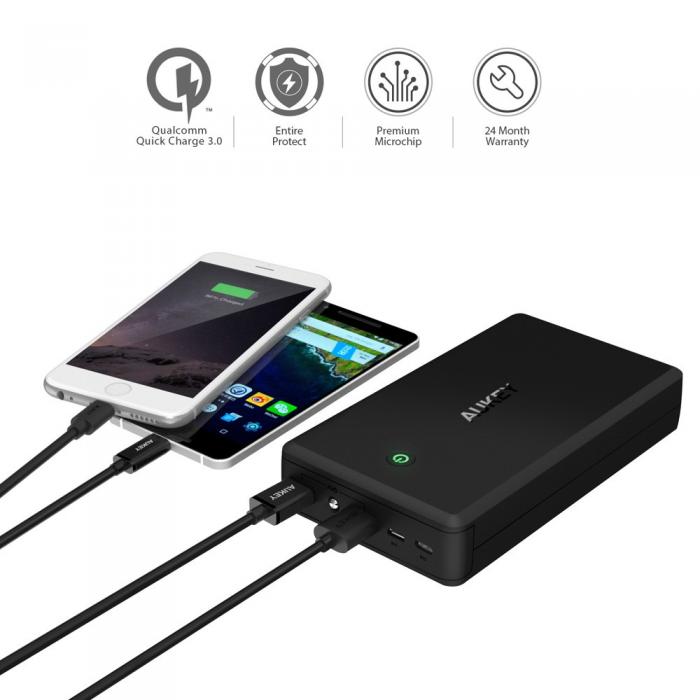 UTGATT5 - Aukey Qualcomm Certified 30000 mAh Quick Charge Powerbank 3.0