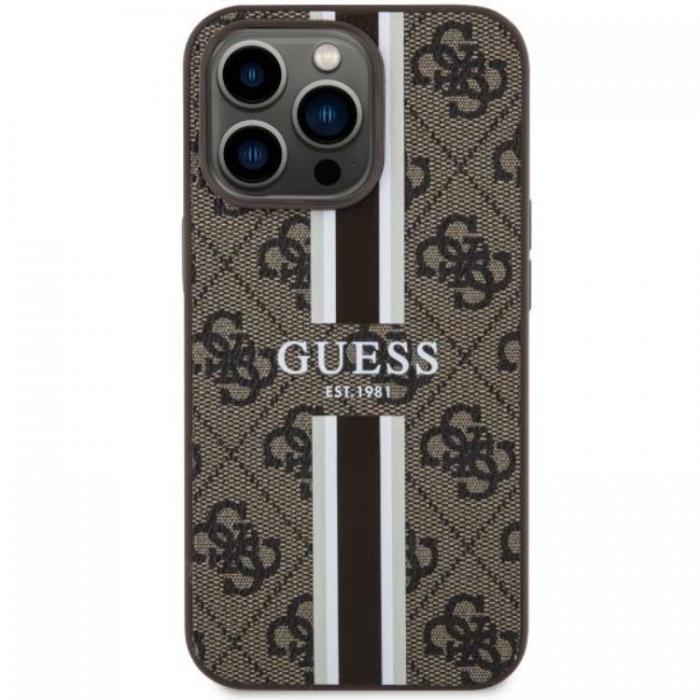 Guess - Guess iPhone 13 Pro Max Mobilskal MagSafe Printed Stripes - Brun