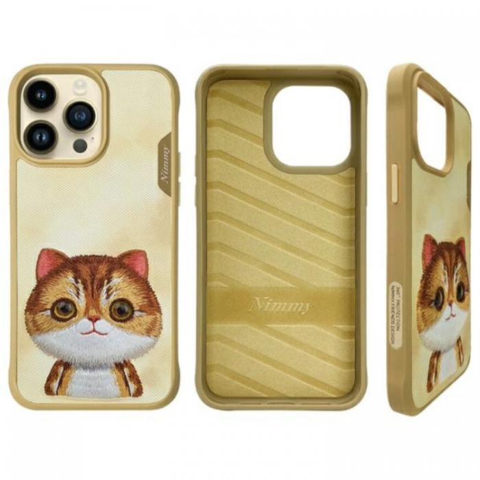 NIMMY - Nimmy iPhone 15 Pro Max Mobilskal Big Eyed Pet 2.0 Cat - Khaki