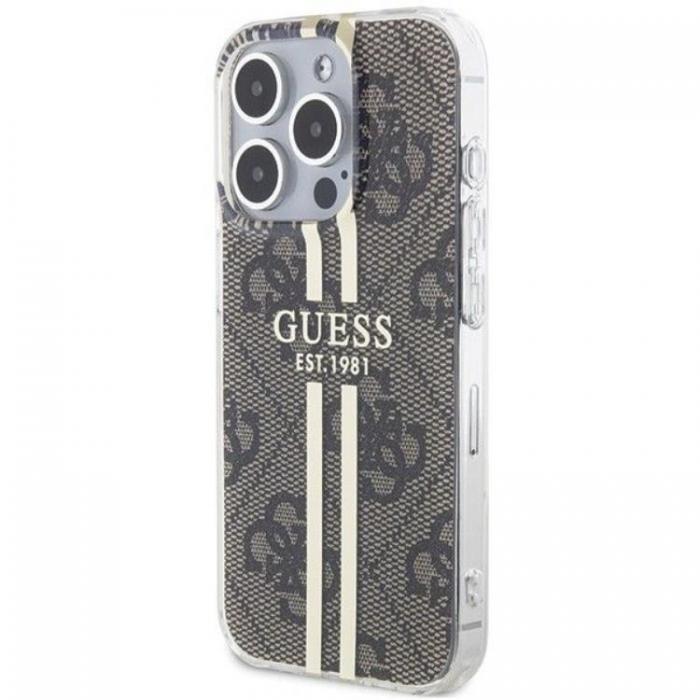 Guess - Guess iPhone 15 Pro Max Mobilskal Gold Stripes - Brun