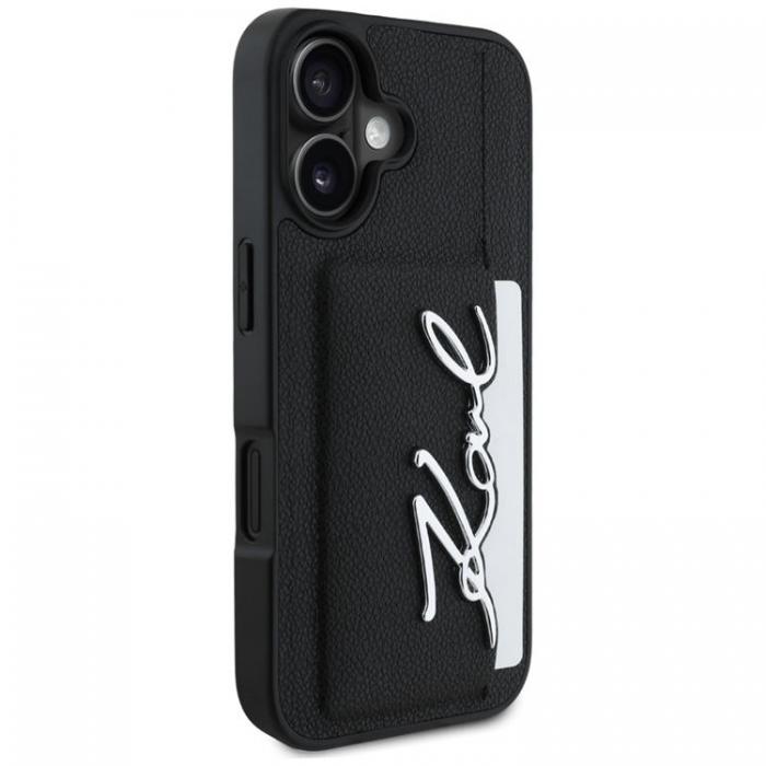 KARL LAGERFELD - Karl Lagerfeld iPhone 16 Mobilskal Korthllare Metal Signature - Svart