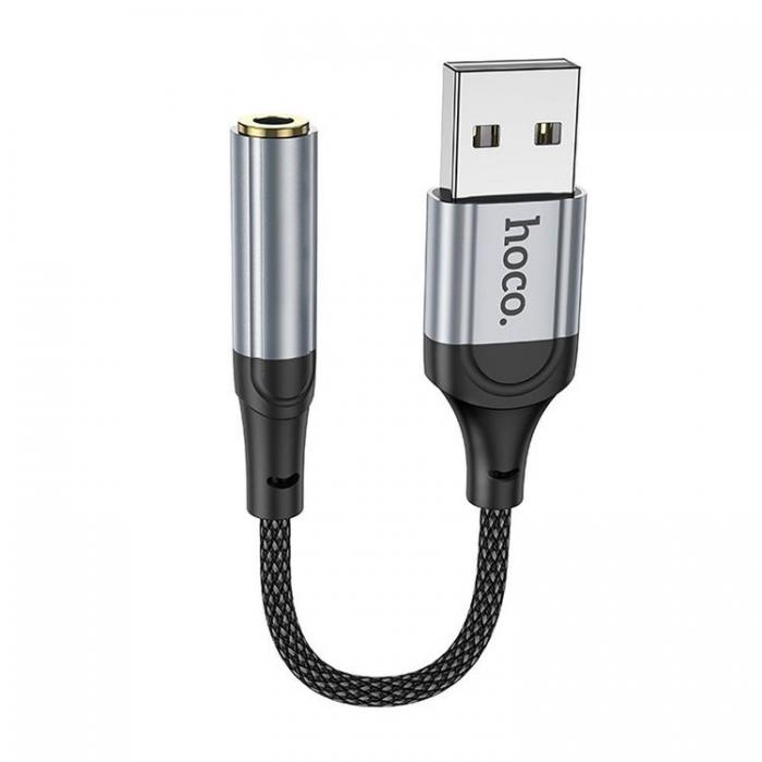 Hoco - Hoco Adapter USB-A till Aux Jack 3.5mm 0.12m LS36 - Svart