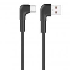 Maxlife - Maxlife VinkelUSB-C till USB-A kabel 1m 3A MXUC-09 - Svart