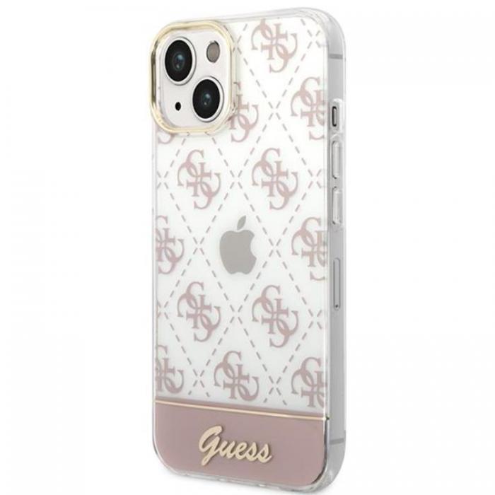 Guess - GUESS iPhone 14 Plus Skal Pattern Script - Rosa