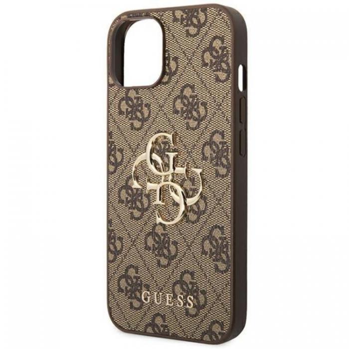 Guess - GUESS iPhone 14 Skal Big Metall Logo - Brun