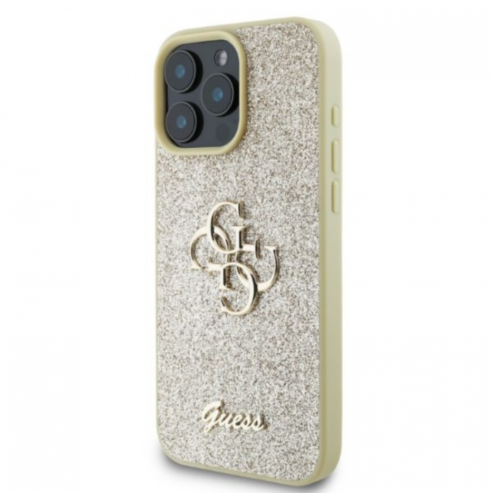 Guess - Guess iPhone 16 Pro Max Mobilskal Fixed Glitter Big 4G - Guld