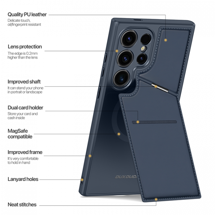 Dux Ducis - Dux Ducis Galaxy S24 Ultra Mobilskal Korthllare Rafi II - Bl