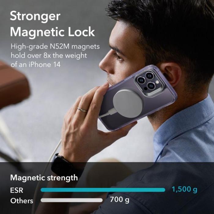 ESR - ESR iPhone 14 Pro Mobilskal Magsafe Kickstand Halolock - Clear/Lila