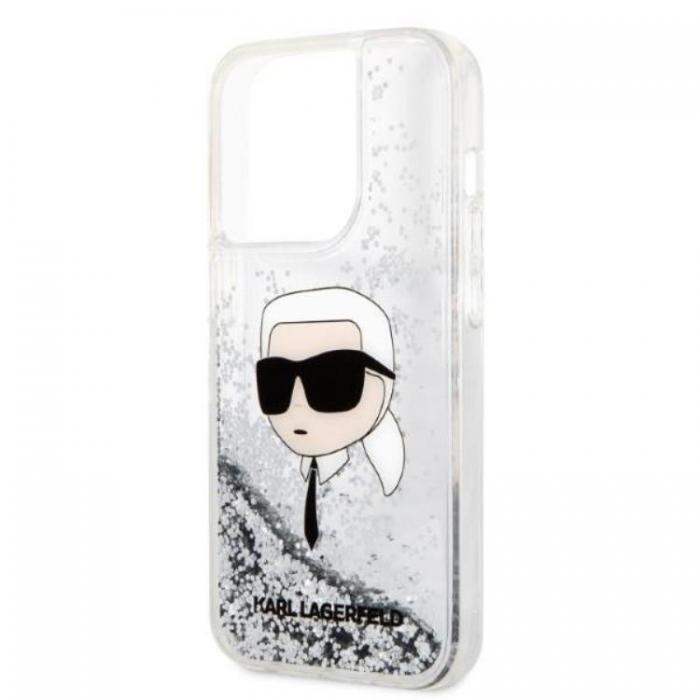 KARL LAGERFELD - Karl Lagerfeld iPhone 14 Pro Skal Glitter Karl Head - Silver