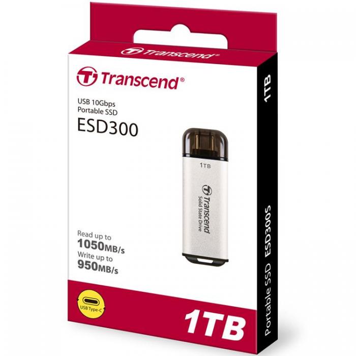 Transcend - Transcend Portabel Mini SSD USB-C 1TB - Silver