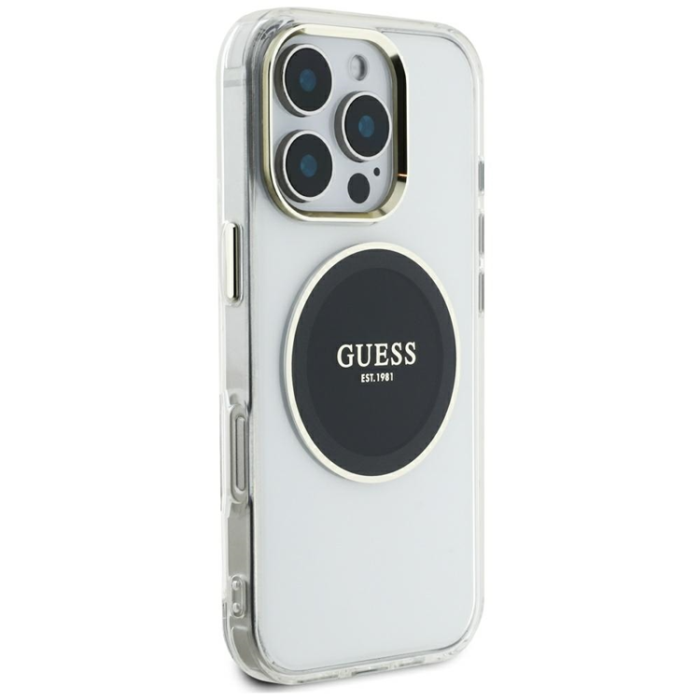 Guess - Guess iPhone 16 Pro Max Mobilskal MagSafe Metal Circle Logo - Svart
