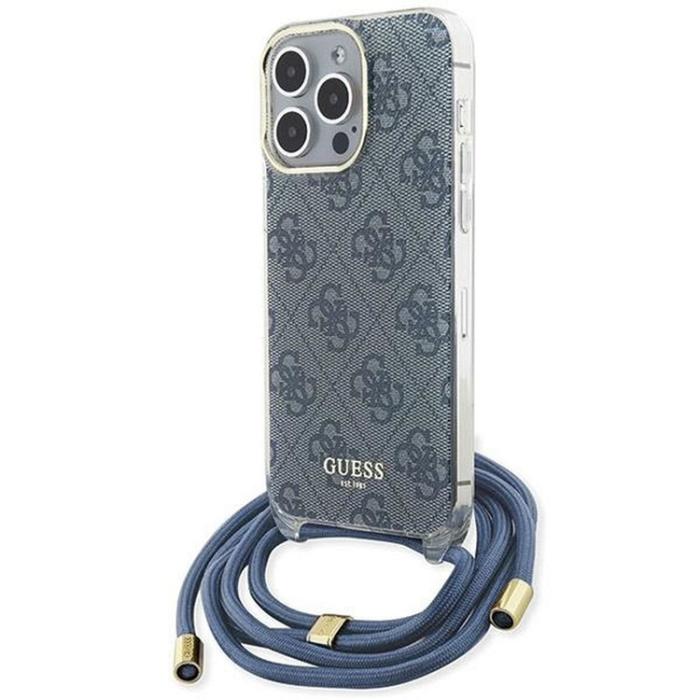 Guess - Guess iPhone 15 Pro Mobilhalsband Skal Print - Blå