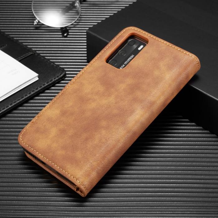 DG.MING - DG.MING Äkta Läder Plånboksfodral Huawei P40 - Brun