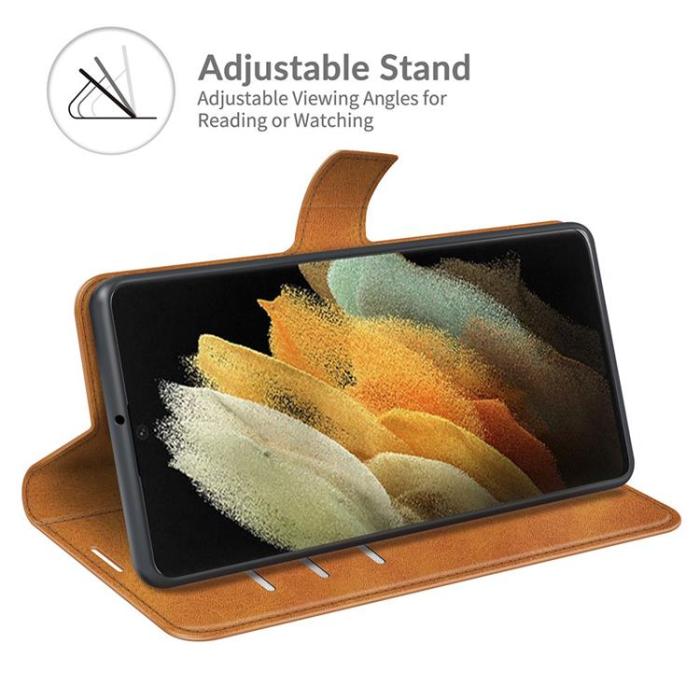 A-One Brand - Flip Folio Fodral Galaxy S22 Ultra - Ljusbrun