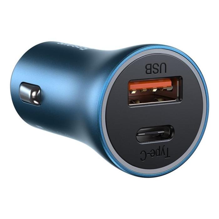 BASEUS - Baseus Billaddare USB-A/USB-C 40W - Blå