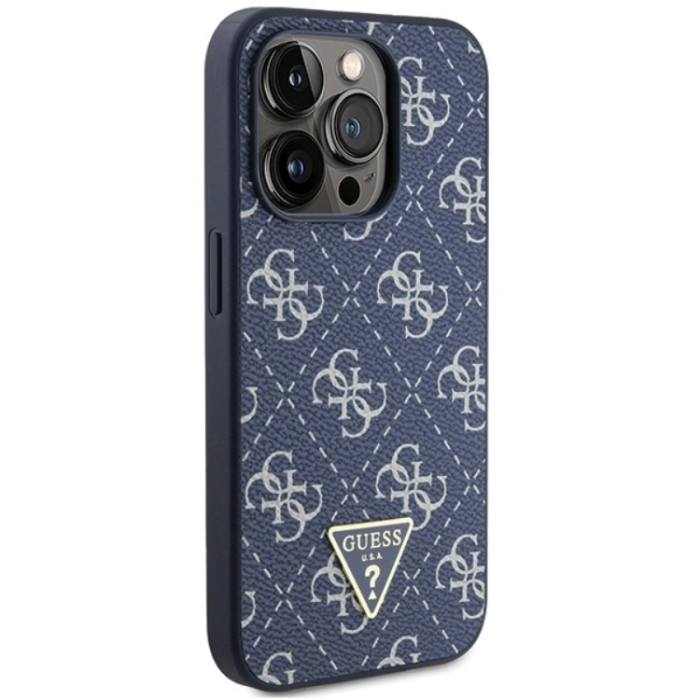Guess - Guess iPhone 15 Pro Max Mobilskal Triangle Metall Logo - Blå