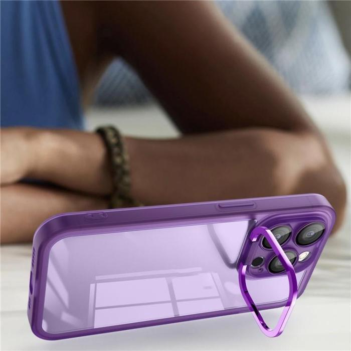 A-One Brand - iPhone 15 Mobilskal Electroplating Kickstand - Vit