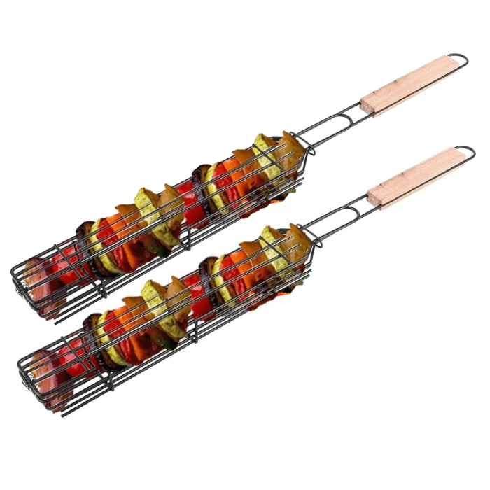 A-One Brand - [2 Pack] Bärbar Grillkorg i rostfritt stål - Återanvändbar