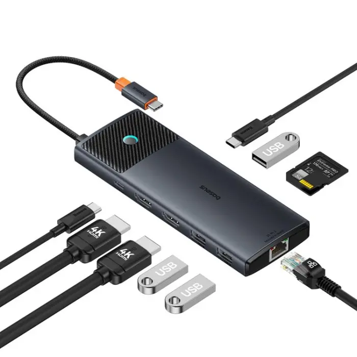BASEUS - Baseus HUB 10in1 Metal Gleam Series - Svart