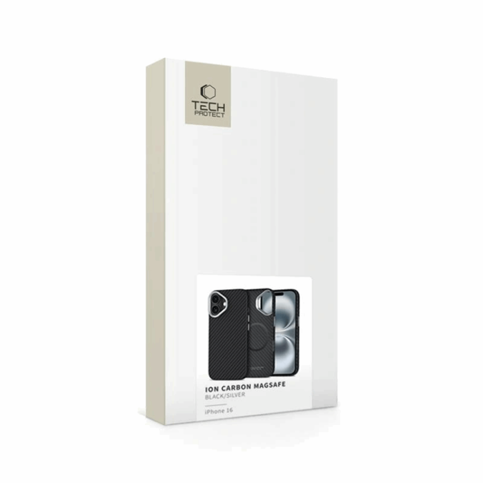 Tech-Protect - Tech-Protect iPhone 16 Mobilskal Magsafe Ion Carbon - Svart/Silver