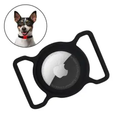 A-One Brand - Silikon AirTag hållare halsband till hund & katt - Svart