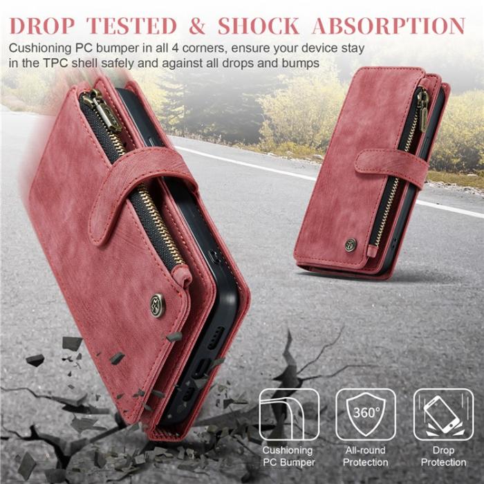 Caseme - CASEME iPhone 15 Pro Max Plånboksfodral C30 Zipper - Röd