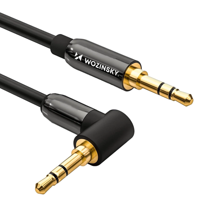 Wozinsky - Wozinsky AUX Kabel Vinklad Mini Jack 2m - Svart