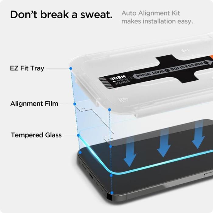 Spigen - [2-Pack] Spigen iPhone 16E Härdat Glas Skärmskydd EZ Fit - Clear