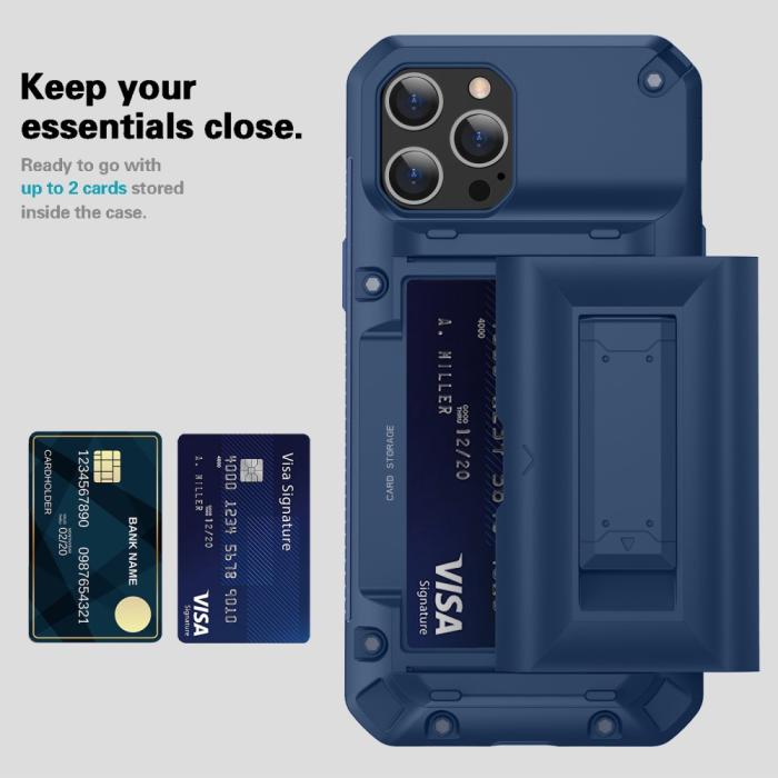 OEM - iPhone 12 Pro Max Skal Korthållare Built-in Kickstand - Grön
