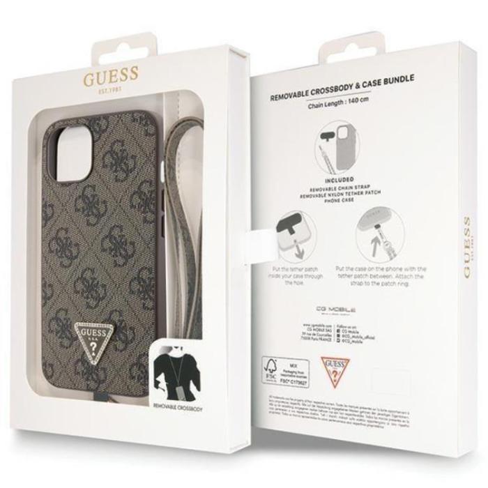 Guess - Guess iPhone 14 Mobilskal Crossbody Metall Logo - Brun