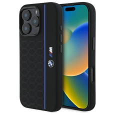 BMW - BMW iPhone 16 Pro Max Mobilskal MagSafe Silikon Hexagon Blå Line