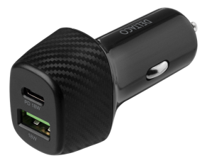 UTGATT1 - DELTACO USB-billaddare med dubbla USB-portar och snabbladdning