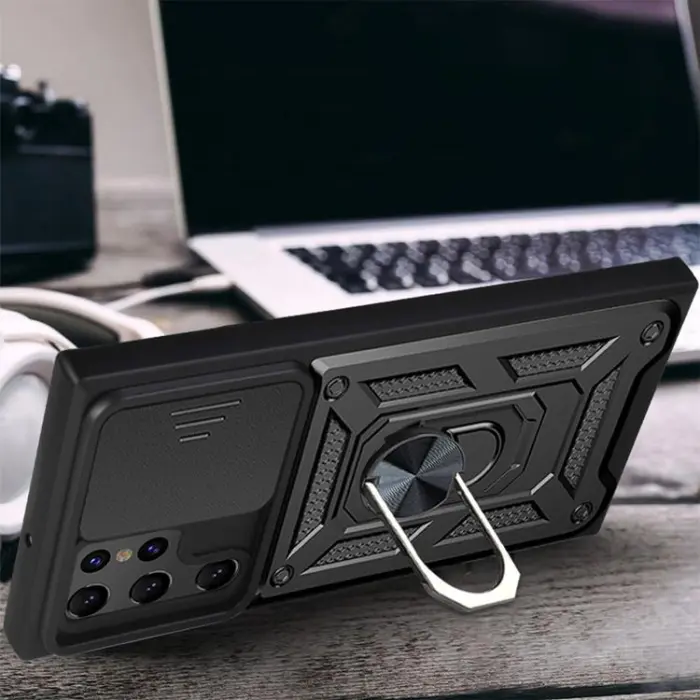 A-One Brand - Ring Kickstand Skal Galaxy S22 Ultra - Svart