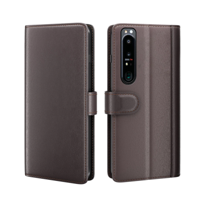Sony Xperia 1 IV Plånboksfodral Äkta Läder - Brun