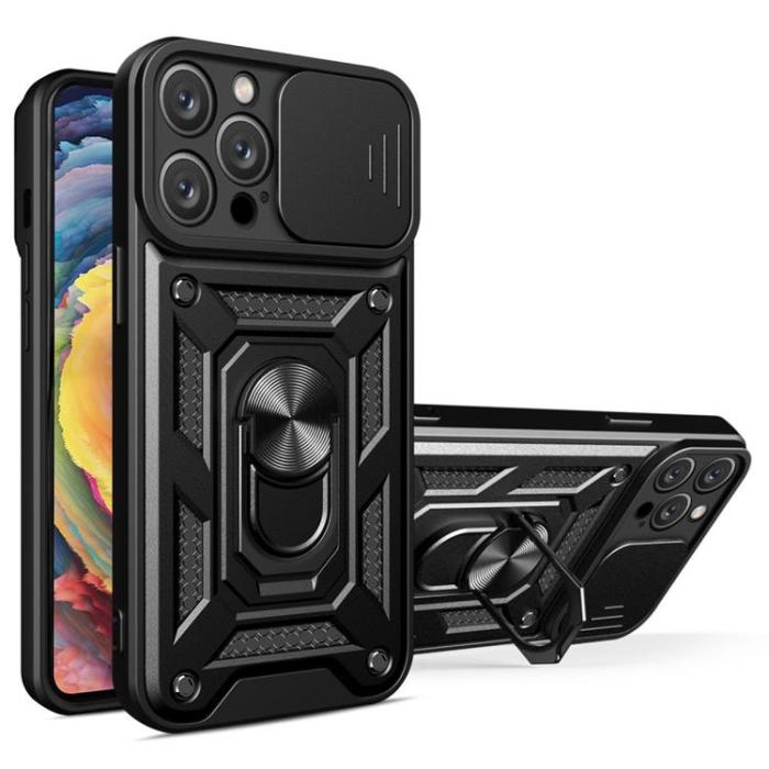 A-One Brand - iPhone 14 Pro Skal Kameraskydd Kickstand - Svart