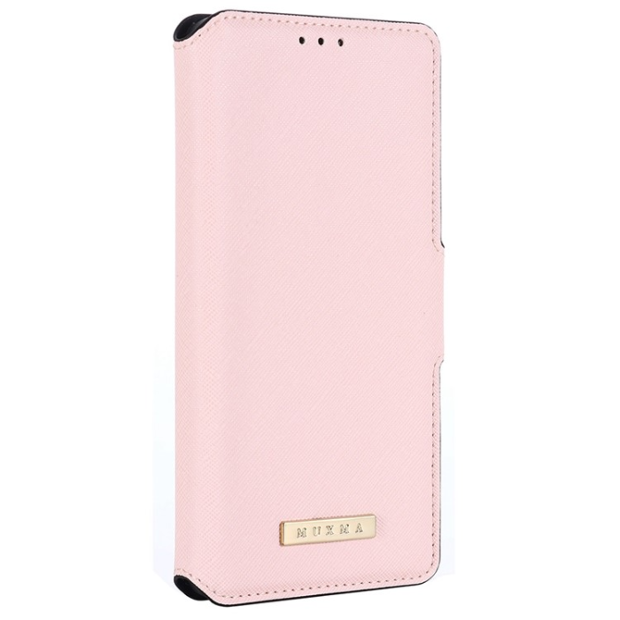 MUXMA - MUXMA iPhone 14 Pro Plånboksfodral Cross Texture - Rosa
