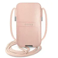 UTGATT1 - Guess Saffiano Strap Halsbandsfodral 6.1" - Rosa