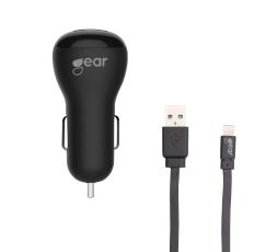 GEAR - GEAR Laddare 12-24V 1xUSB 1A Lightning Kabel platt 1m MFI - Svart