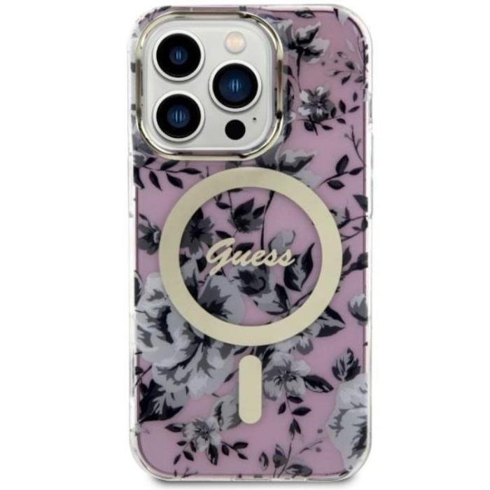Guess - Guess iPhone 14 Pro Max Mobilskal MagSafe Flower - Rosa