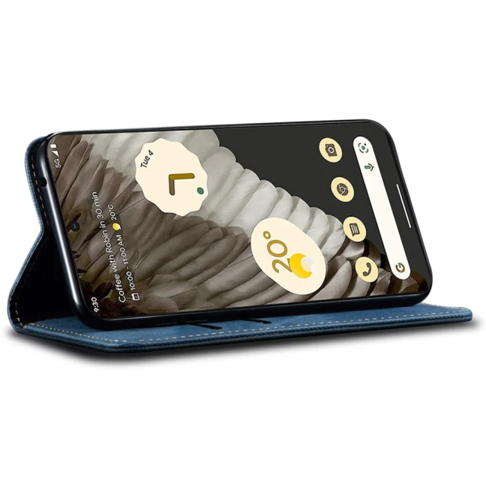 Taltech - Google Pixel 7A Plånboksfodral Texturerat - Blå