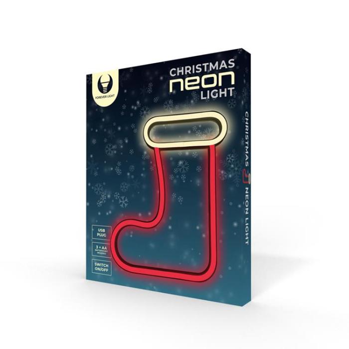 Forever Light - Forever Light LED Neon CHRISTMAS SOCK FLNE23 - Röd