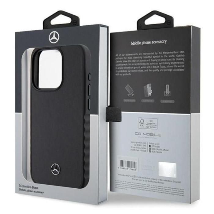 Mercedes - Mercedes iPhone 15 Pro Mobilskal Smooth Läder - Svart